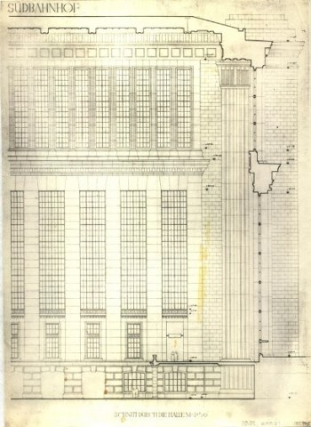 Südbahnhof Gleishalle Schnitt