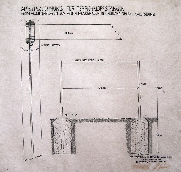 Teppichklopfstange für das Baugebiet Kleist-/Lessingstraße